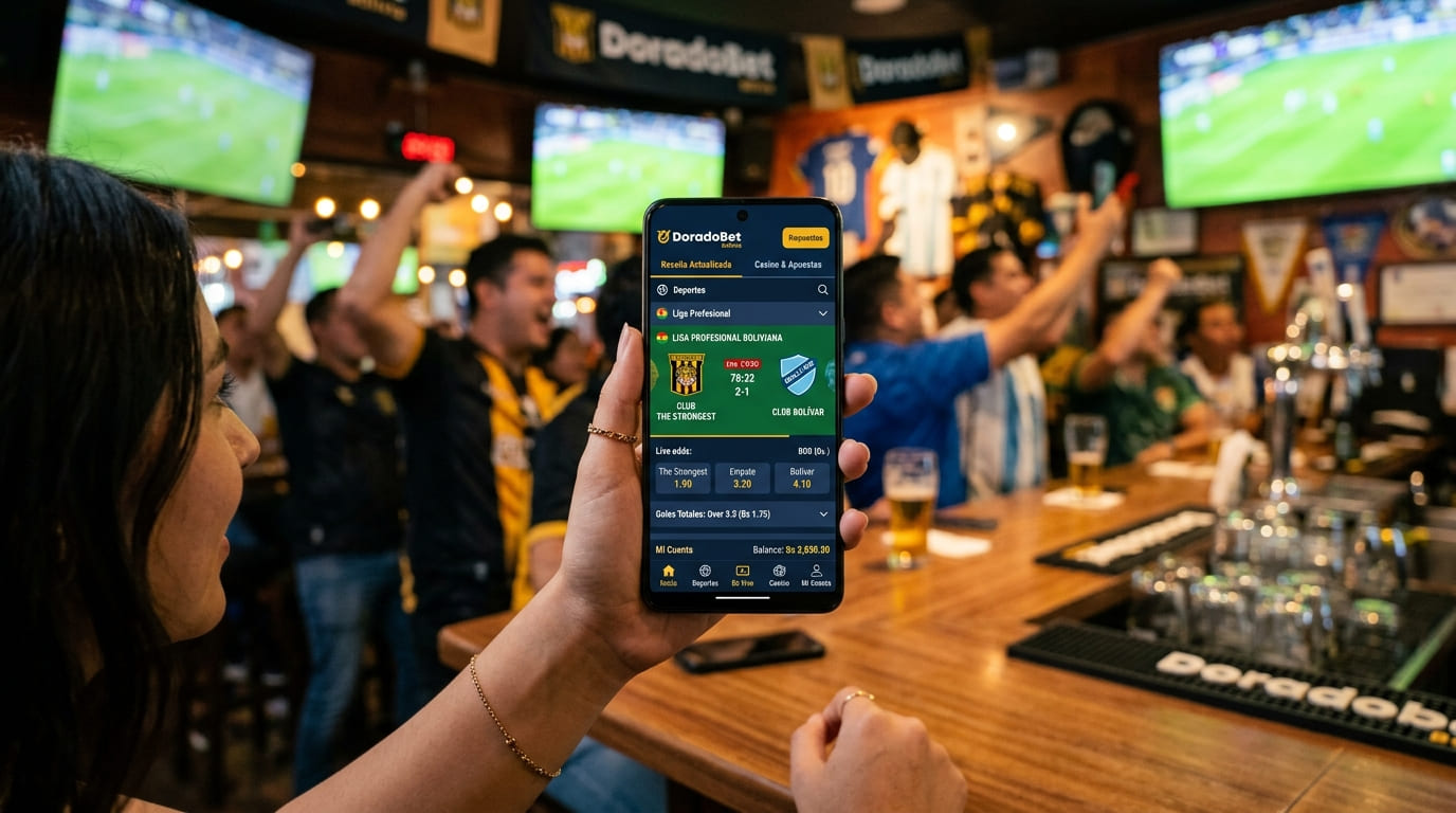 Aficionados bolivianos siguiendo fútbol y usando Doradobet desde el celular