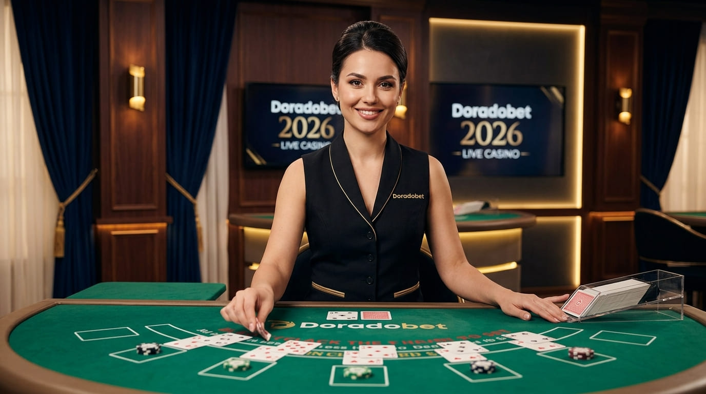 Crupier en una mesa de casino en vivo